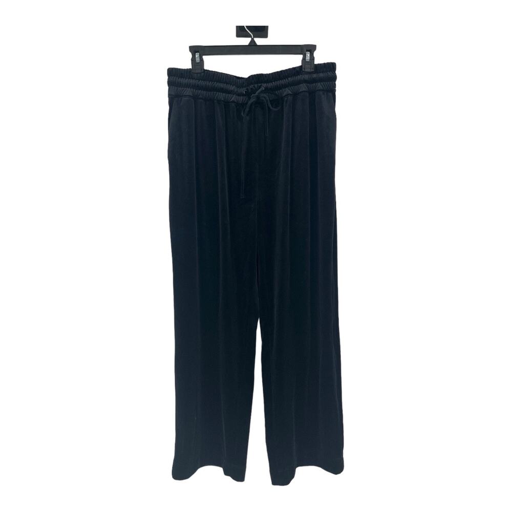 AllSaints Pants Tyler velvet trousers wide leg pull on black size 10 - Picture 2 of 6